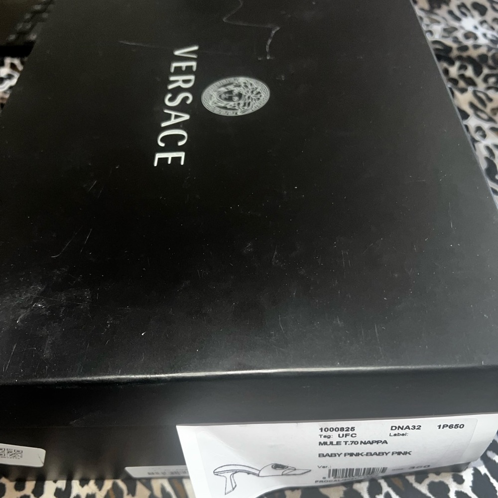 Pink Versace Mule Heels